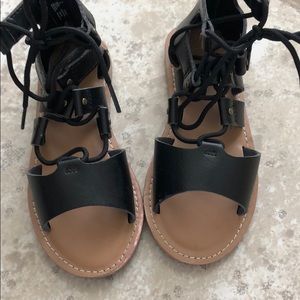 Girls Gladiator Black Sandals